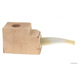 Bruyère troué avec tuyau plein en acrylique “corne“ pour pipes demi-courbes