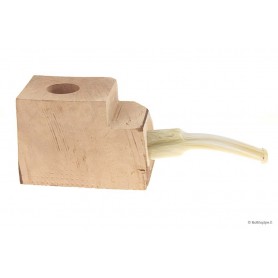 Bruyère troué avec tuyau saddle en acrylique “corne“ pour pipes demi-courbes