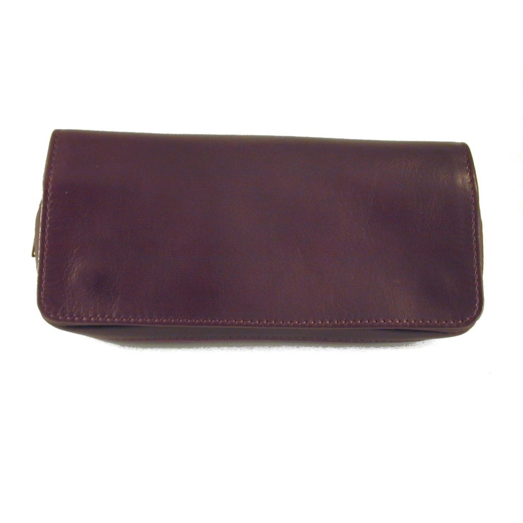 Arcadia leather pouch for 2 pipes, tobacco and accessories - Bordeaux