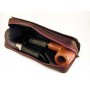 Arcadia leather pouch for 2 pipes, tobacco and accessories - Bordeaux