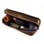 Arcadia leather pouch for 2 pipes, tobacco and accessories - Brown