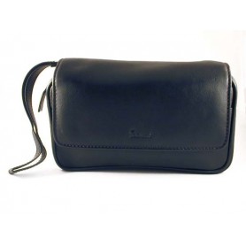 Peterson black leather pouch for 2 pipes, tobacco and accessories