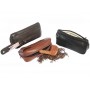 2 zip leather pouch for pipe, tobacco and accessories