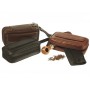 Leather trousse for 2 pipes, tobacco and accessories
