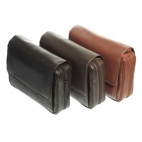 Leather trousse for 4 pipes, tobacco and accessories