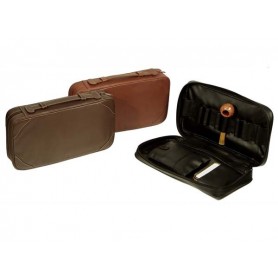 Leather trousse for 8 pipes, tobacco and accessories