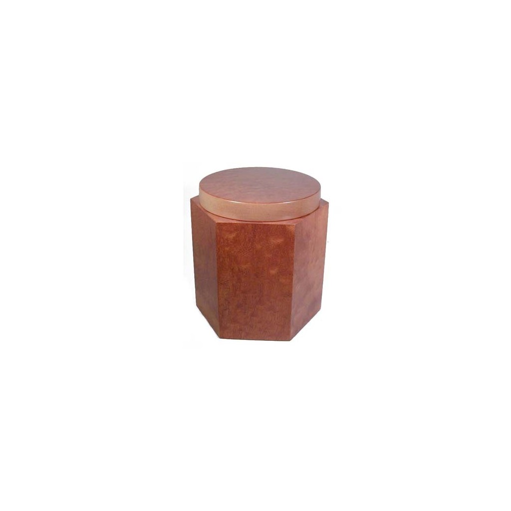 Tobacco jar hexagonal in mahogany
