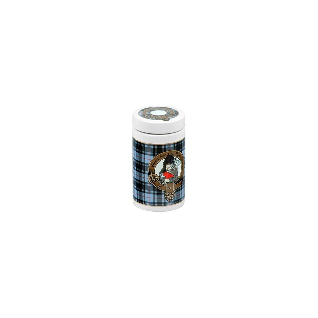Ceramic Tobacco jar - Scottish tartan grey color