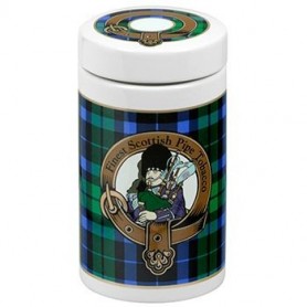 Ceramic Tobacco jar - Scottish tartan green color
