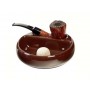 Ceramic ashtray with pipe rest brown
