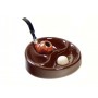 Ceramic ashtray with pipe rest for 3 pipes - brown