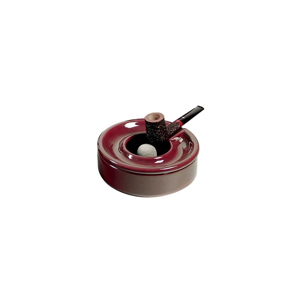 Ashtray with knocker and lid bordeaux ceramic