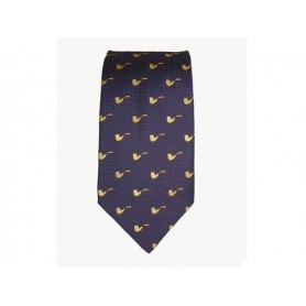 Cravatta Castello 100% Seta - Blu con pipe gialle
