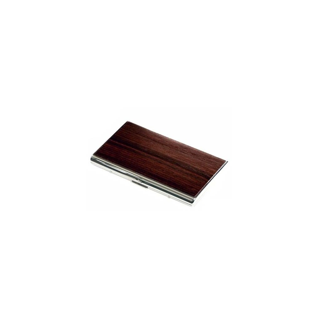 Flat rounded cigarette KS 100's case silver plate - wood