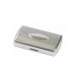 Cigarette case “soap“ chrome plated - lines and oval panel