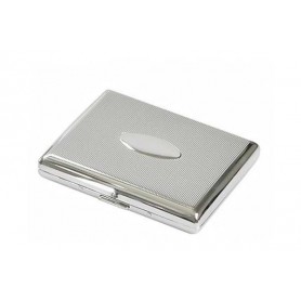 Double cigarette case chrome plated - lines and oval panel
