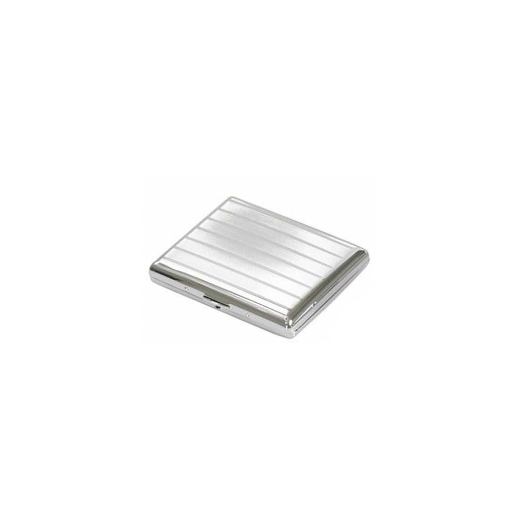 Double cigarette case chrome plated - lines and bands