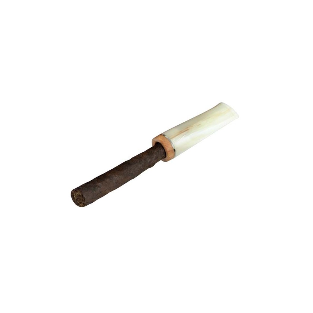 Bocchino per sigaro toscano “Chubby“ in metacrilato corno e sede in radica