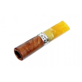 Acrylic amber and briar Toscano cigars mouthpiece with 9mm filter