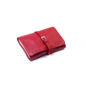 Leather pouch for 4 pipes and accessories - Red