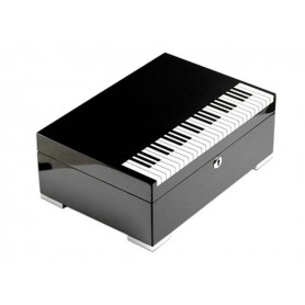 Cave à cigares “Piano“ laque noire avec serrure et hygromètre numérique