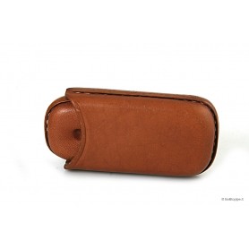 Leather sewn by hand cigar case for 2 half toscano - Tan