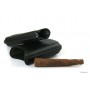 Leather sewn by hand cigar case for 2 half toscano - Black