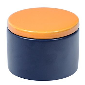 Pot à tabac cylindrique en céramique - bleu/jaune - Photo 1/1