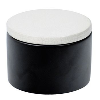 Cylindrical Ceramic Tobacco jar - Black/White - Picture 1 of 1