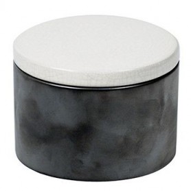 Cylindrical Ceramic Tobacco jar - Grey/White