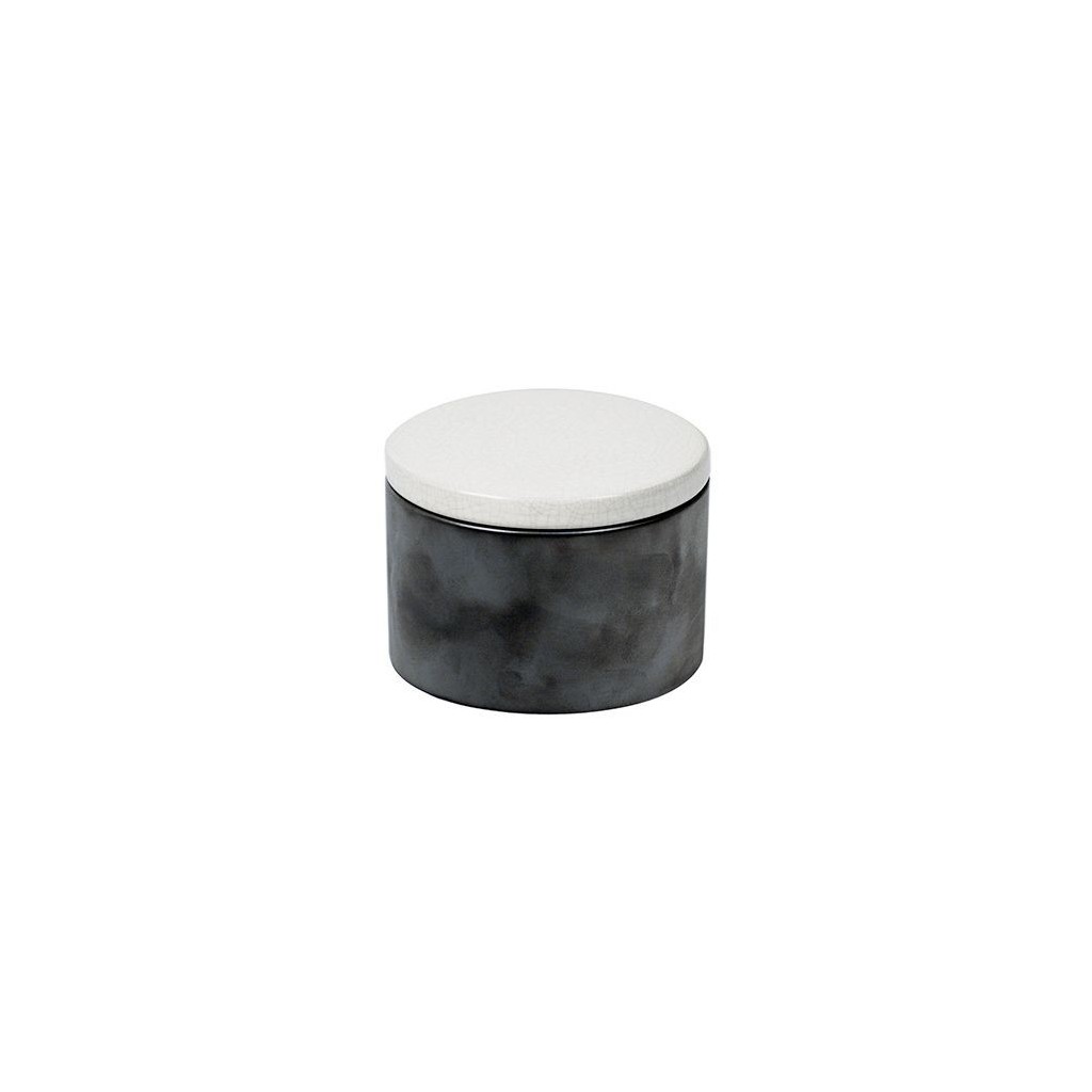 Pot en céramique cylindrique - Gris et Blanc