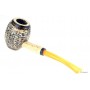 Acrylic “Dark Amber“ mouthpiece for corncob pipes - Light Bent