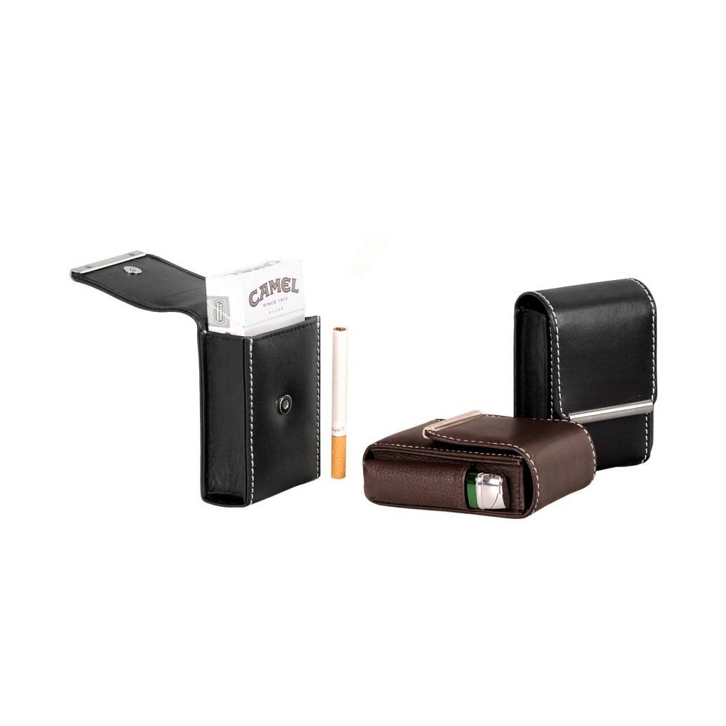 Nappa cigarette pack & lighter holder