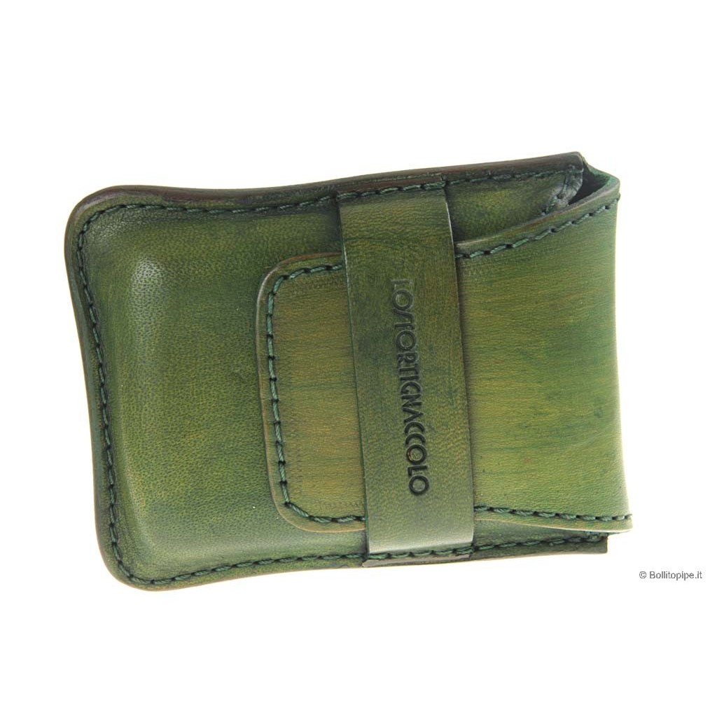 Leather sewn by hand cigar case Stortignaccolo for 4 Scorciato - Green