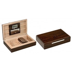 Humidor per 50 sigari in ironwood lucido con igrometro digitale e 2 vassoi