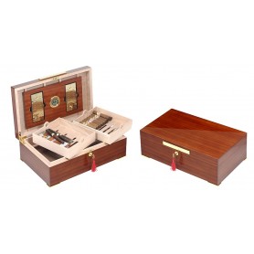 Humidor for 200 cigars in Sapeli wood with 2 tray and digital higro