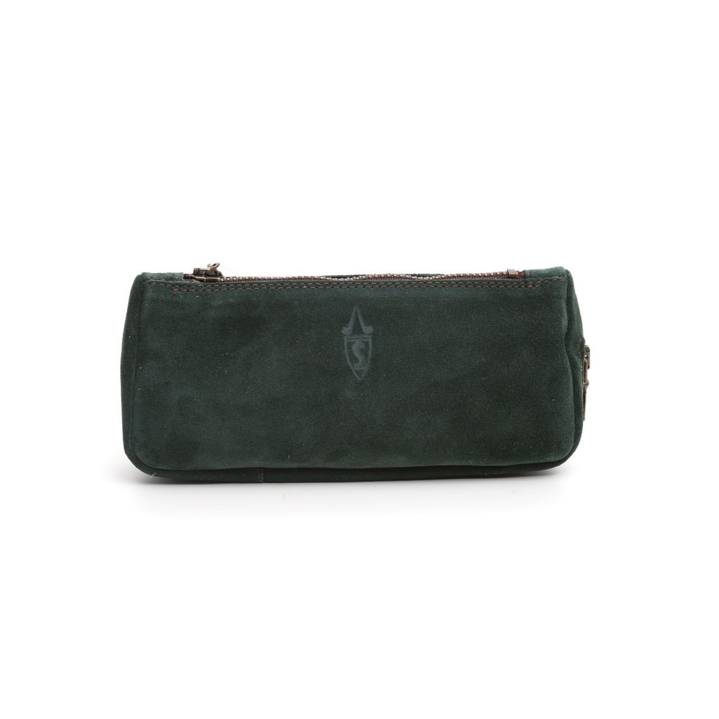 Savinelli pouch green leather for 1 pipe, tobacco and accessories