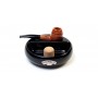 Savinelli Ceramic ashtray with pipe rest - black