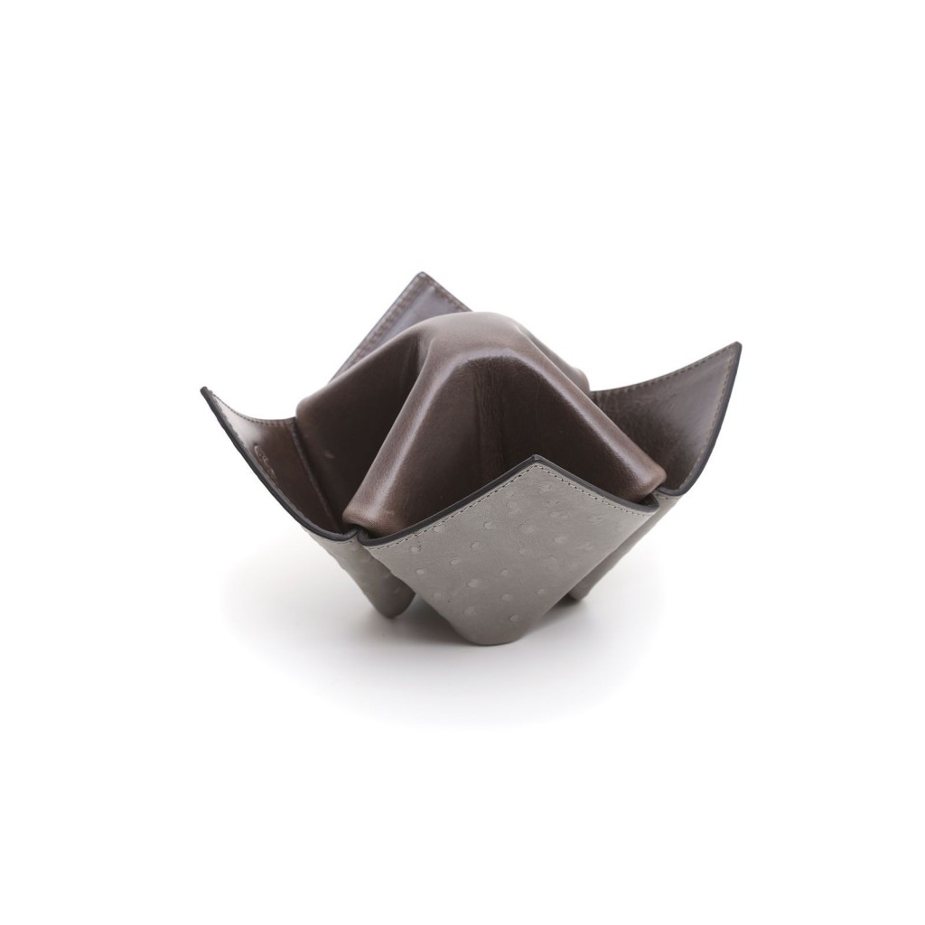 Soporte para pipas y objetos Savinelli "Origami" en cuero - verde y gris oscuro