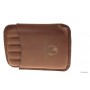 Leather sewn by hand cigar case Stortignaccolo for 5 Scorciato - Tan
