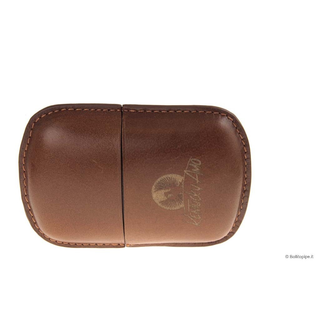 Leather sewn by hand cigar case Stortignaccolo for 3 Scorciato - Tan