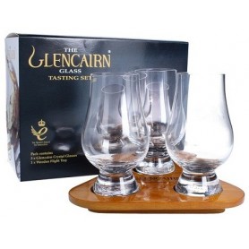 The Glencairn - Glencairn official whisky glass test set 2 bicchieri, brocca per acqua, Con Vassoio In Legno Sagomato
